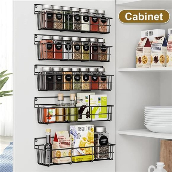 5 Pack Spice Rack Seasoning Organizer Wall Mount, Hanging Spice Organizer Shelf - Picture 2 of 7